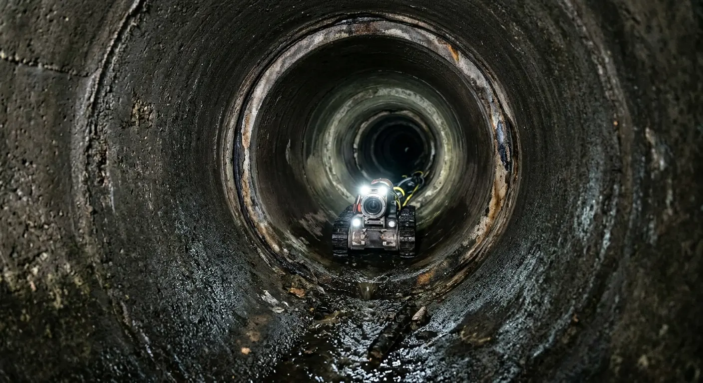 Robotic sewer camera inspecting pipe interior for Sewer Line Cleaning in Lake Forest